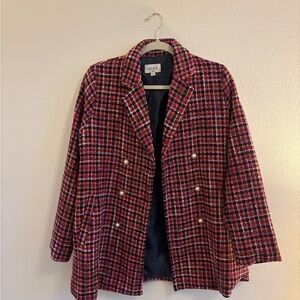 Aura Women's Vibrant Pink Checkered Blazer